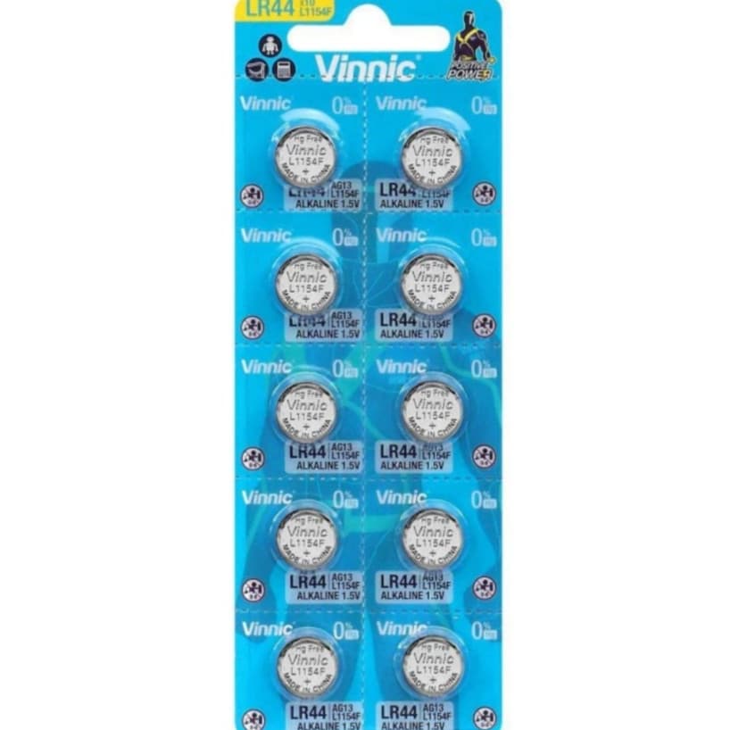 Battery AG13 LR44 L1154F 1.5Volt VINNIC Ecer Harga Per 1Biji