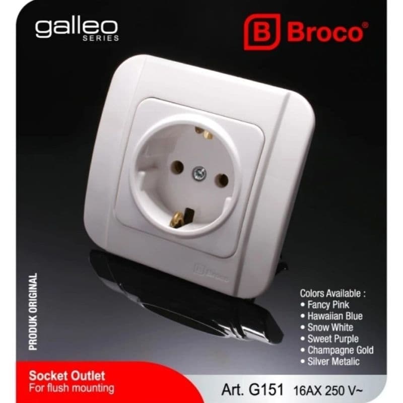 BROCO GALLEO IB STOP KONTAK ARDE 2P SNOW WHITE PUTIH G 151 (G-15155)
