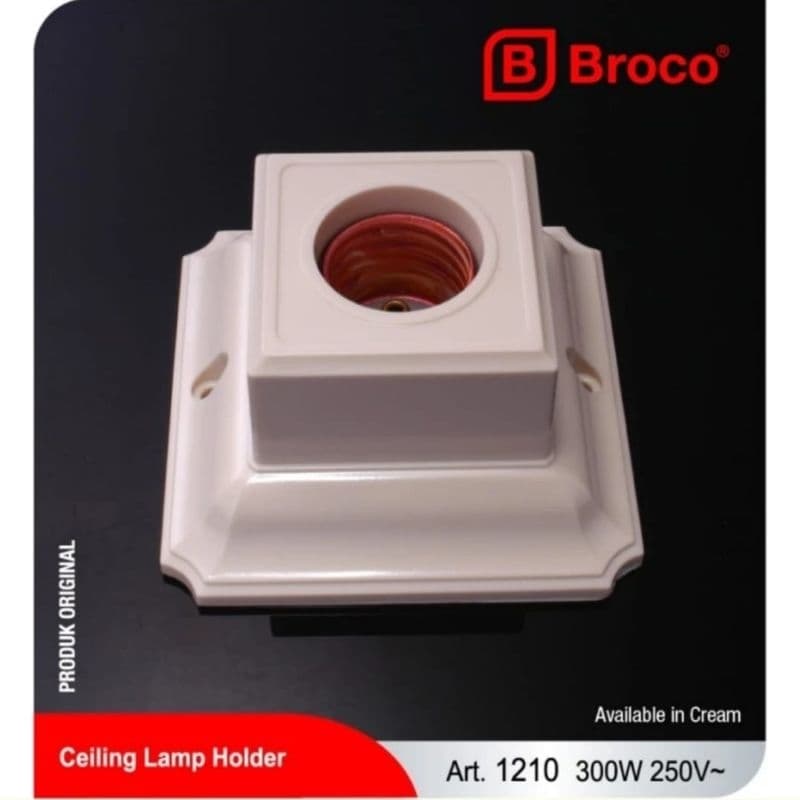 BROCO FITTING PLAFON SEGI PERSEGI CREAM 1210 - FITING DUDUKAN PLAPON