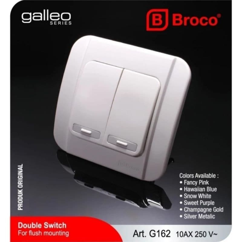 BROCO GALLEO DOUBLE IB SAKLAR SERI SNOW WHITE PUTIH G 162 (G-16255)