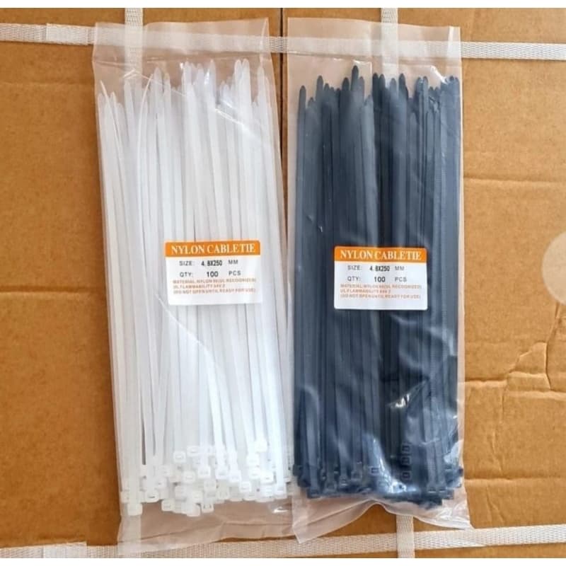 Kabel Ties 4.8x250mm (25cm) Hitam Putih Ecer Harga Per 1Biji