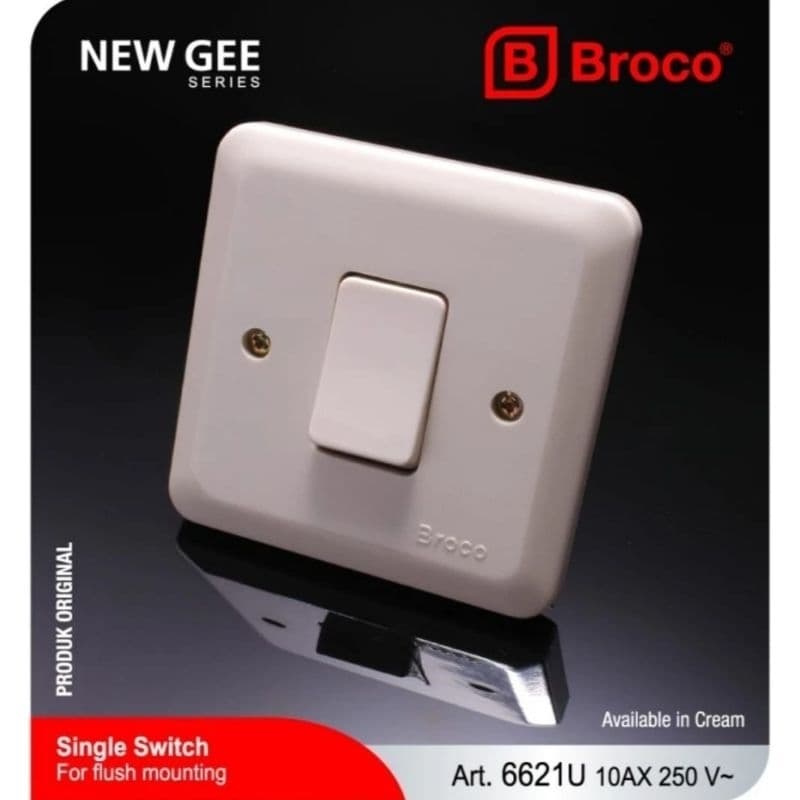 BROCO IB SAKLAR ENGKEL CREAM 6621 (6621U11) NEW GEE SINGLE TUNGGAL