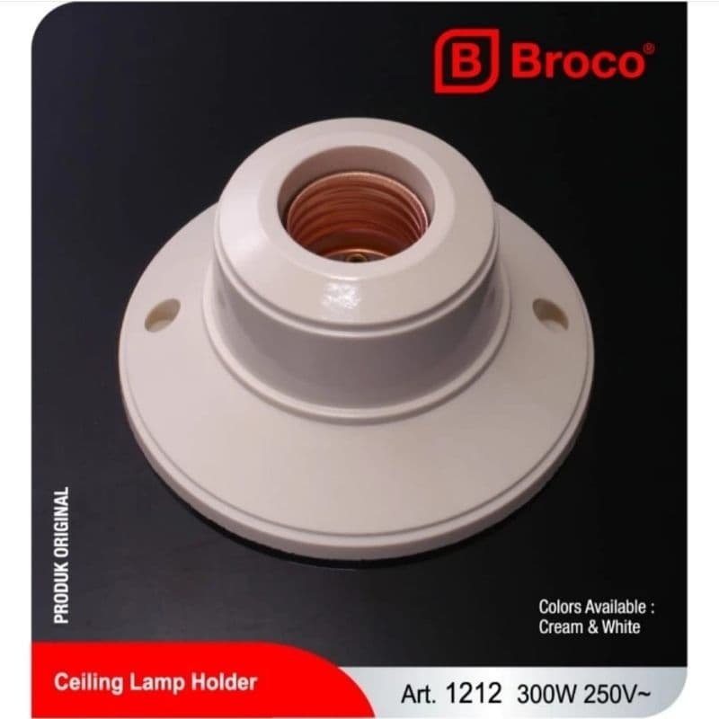 BROCO FITTING PLAFON BULAT CREAM 1212 - FITING PLAPON CEILING DUDUKAN