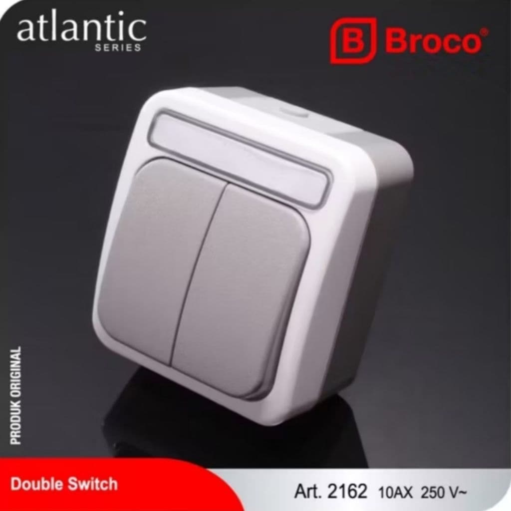 Broco Saklar Double Seri Atlantic Outdoor Outbow 2162 Waterproof