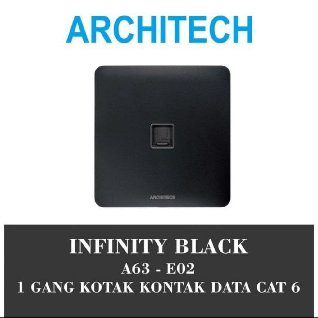 Architech Infinity Series Black A63-E02 Stop Kontak/Jack/Outlet Data Cat 6