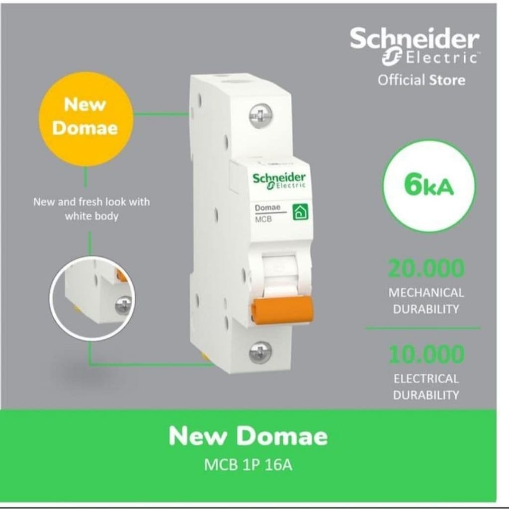 Schneider Electric MCB New Domae 1P C 16A 6000A- DOMF01116