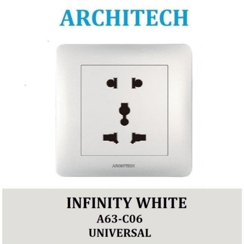 Architech Infinity Series White A63-C06 Stop Kontak Universal 16A 2Pin & 3Pin