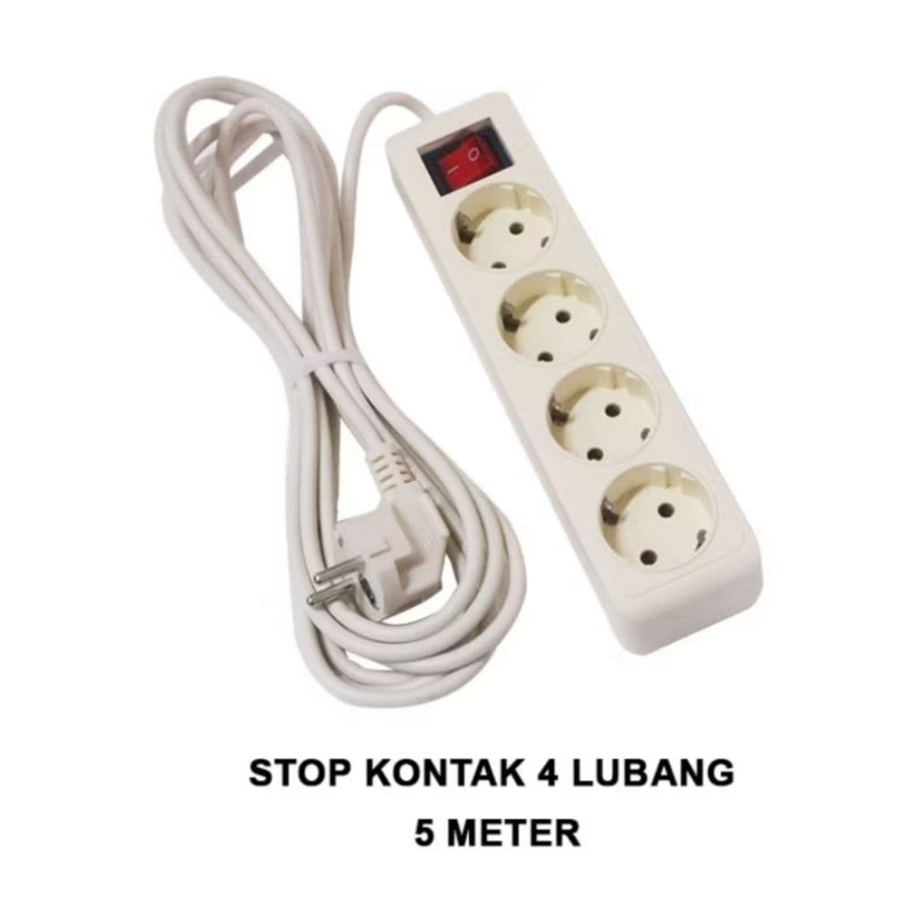 Stop kontak colokan kabel listrik 4 lubang daya max 16a 250v 5Meter