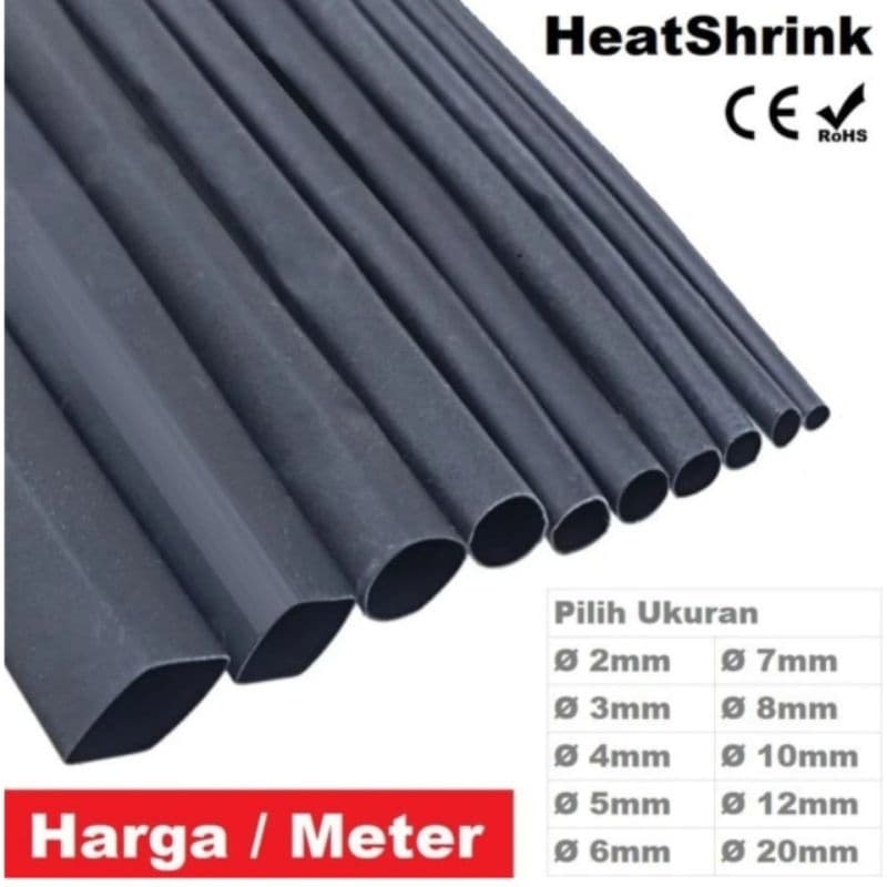 Isolasi Bakar Heat Shrinkable Tubing Selongsong Kabel Bakar per 1 Meter