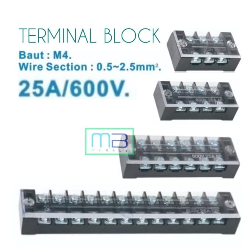 Terminal Block TB2503 TB2504 TB2506 TB2512 25A 600V