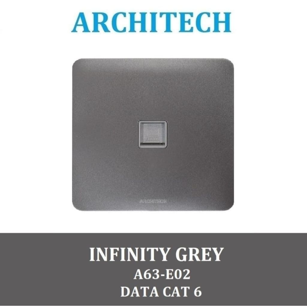 Architech Infinity A63-E02 Stop Kontak/Jack/Outlet Data Cat 6 Grey