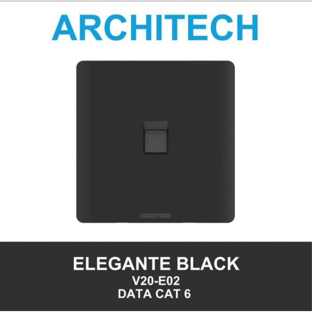 Architech Elegante Series Black V20-E02 Stop Kontak/Jack/Outlet Data Cat 6