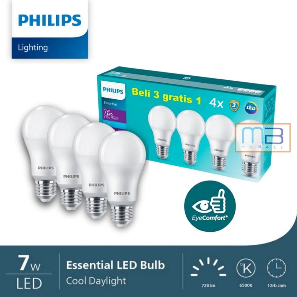 Lampu Philips 7Watt Multipack Bulb Essential Paket 4Pcs