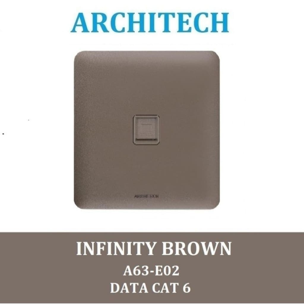 Architech Infinity A63-E02 Stop Kontak/Jack/Outlet Data Cat 6 Brown