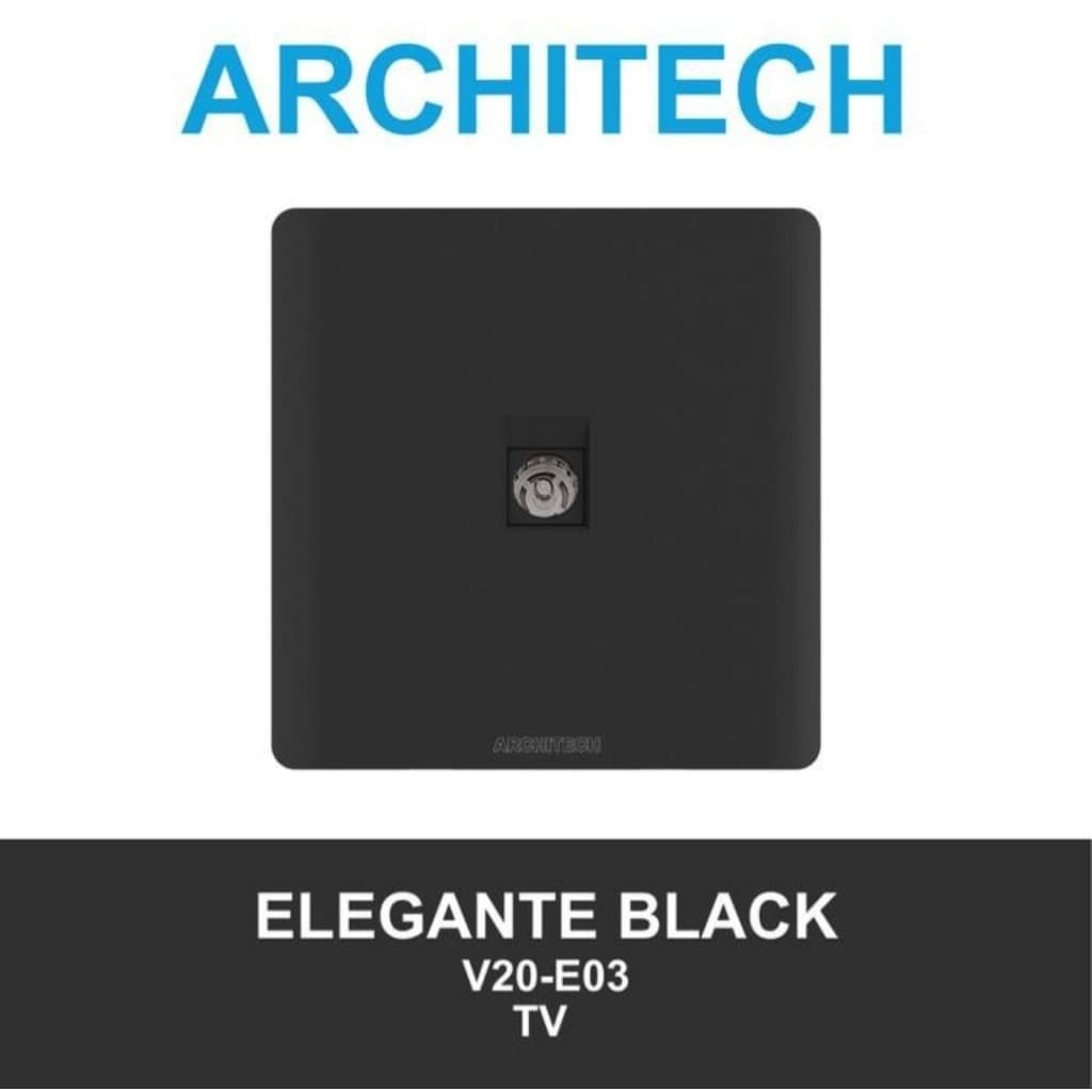 Architech Elegante Series Black V20-E03 Stop Kontak/Outlet/Jack Tv