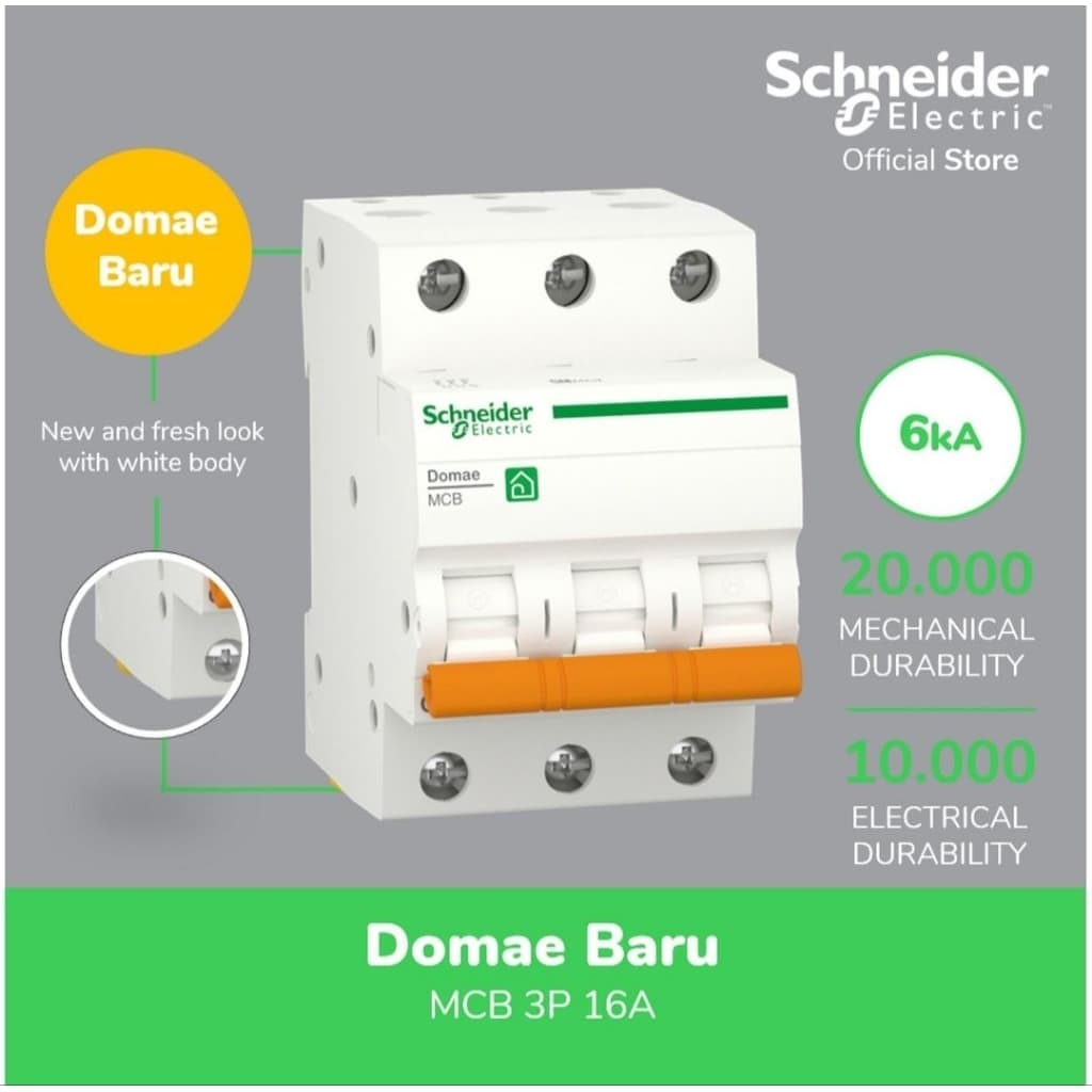 Schneider Electric New Domae Mcb 3p 16A C 16A 6000A - DOMF01316