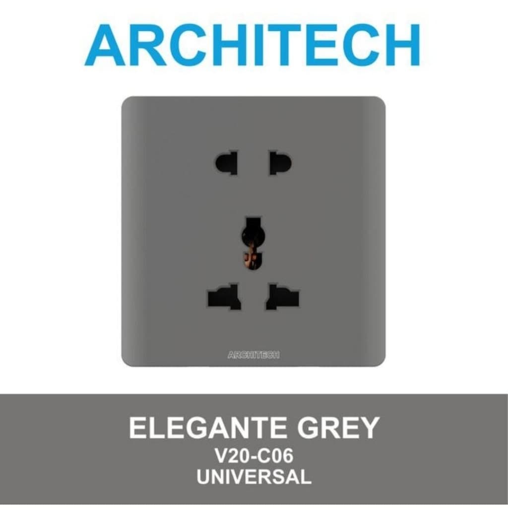 Architech Elegante Series Grey V20-C06 Stop Kontak Colokan Universal