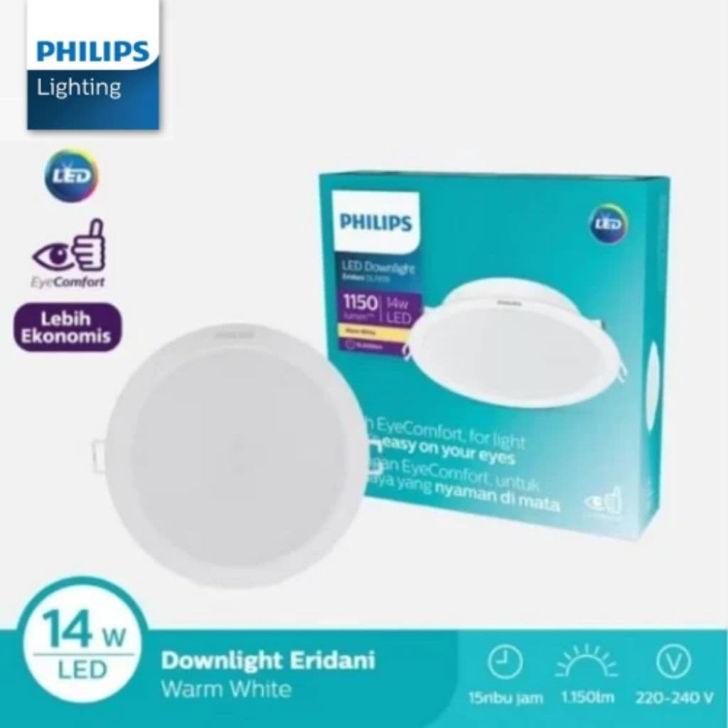 Lampu Philips Downlight Eridani LED11 D150 14W 3000K Kuning