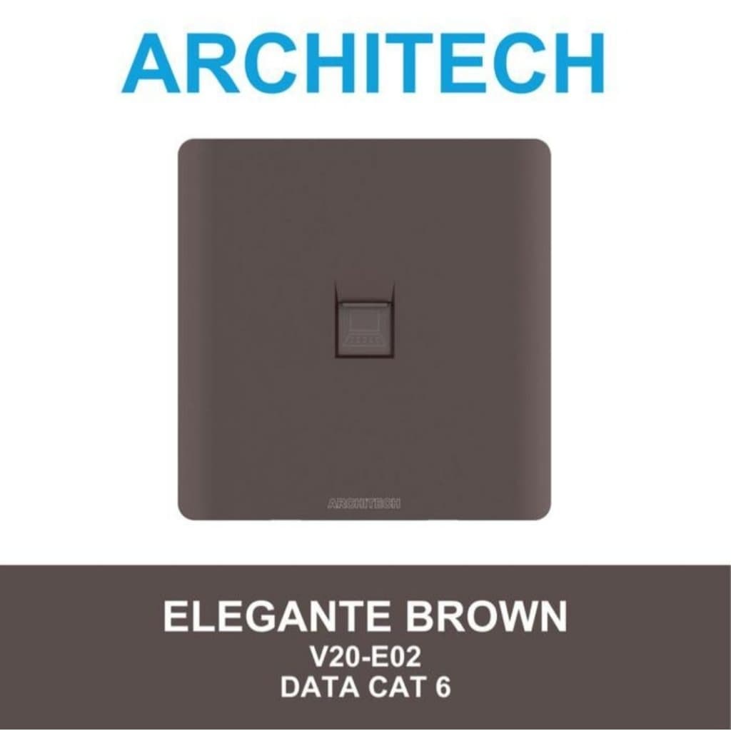 Architech Elegante Series Brown V20-E02 Stop Kontak/Jack/Outlet Data Cat 6