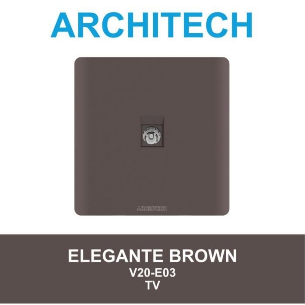 Architech Elegante Series Brown V20-E03 Stop Kontak/Outlet/Jack Tv