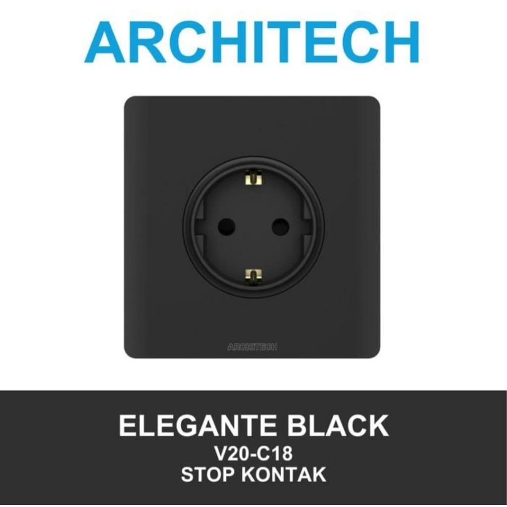 Architech Elegante Series Black V20-C18 Stop Kontak Colokan Listrik