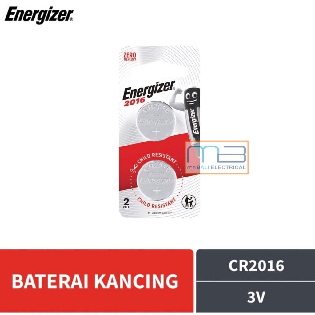 Battery Energizer CR2016 BP2 3V Lithium Battery Kancing Isi 2 Pcs