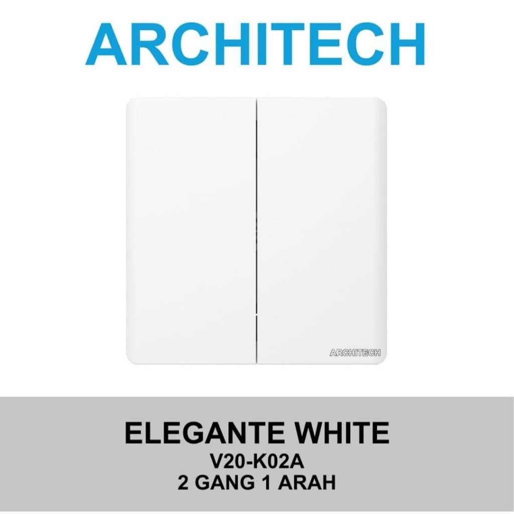 Architech Elegante Series White V20-K02A Saklar Seri 2 Gang 1 Arah