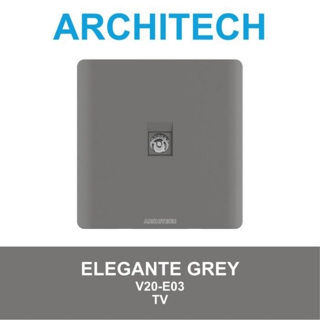 Architech Elegante Series Grey V20-E03 Stop Kontak/Outlet/Jack Tv