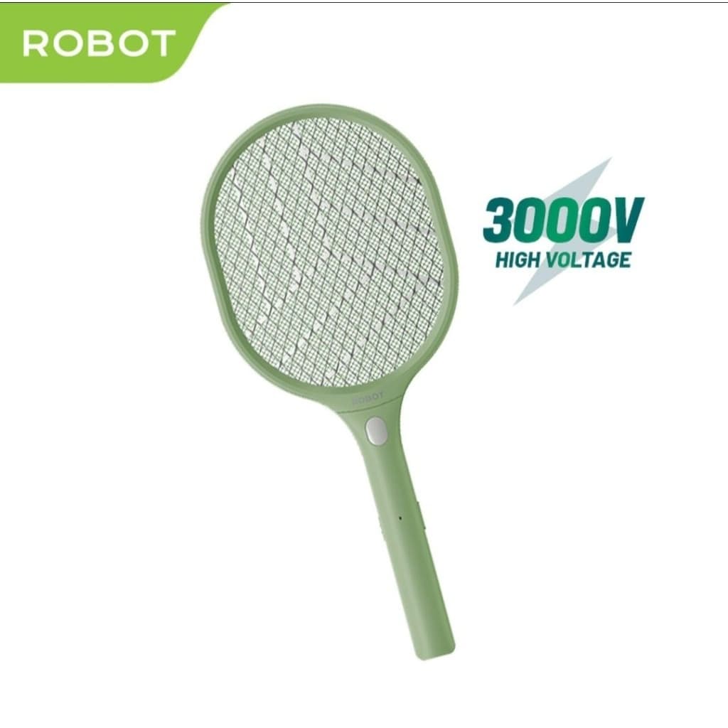 Robot RT-MS02 Raket Nyamuk Elektrik Mosquito Swatter Pengusir Nyamuk Dengan Lampu Light Green