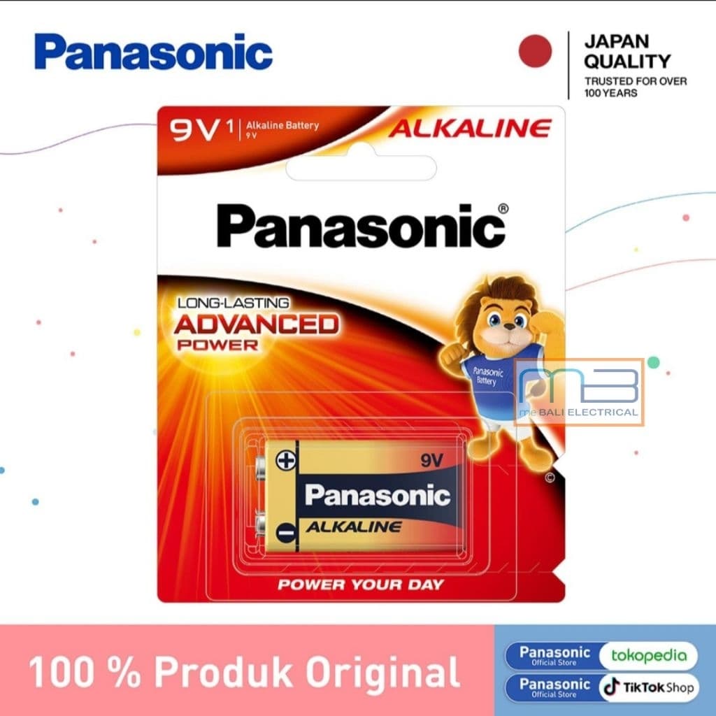 Battery Panasonic Alkaline 9V Kotak 6LR61T/1B