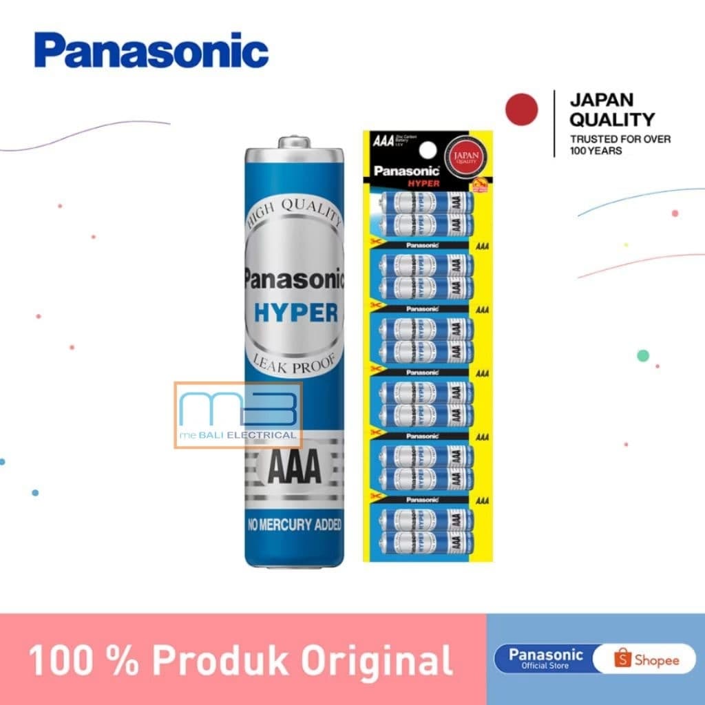 Battery Panasonic Hyper AAA A3 UM-4U/2B12 Ecer Harga Per 1Biji