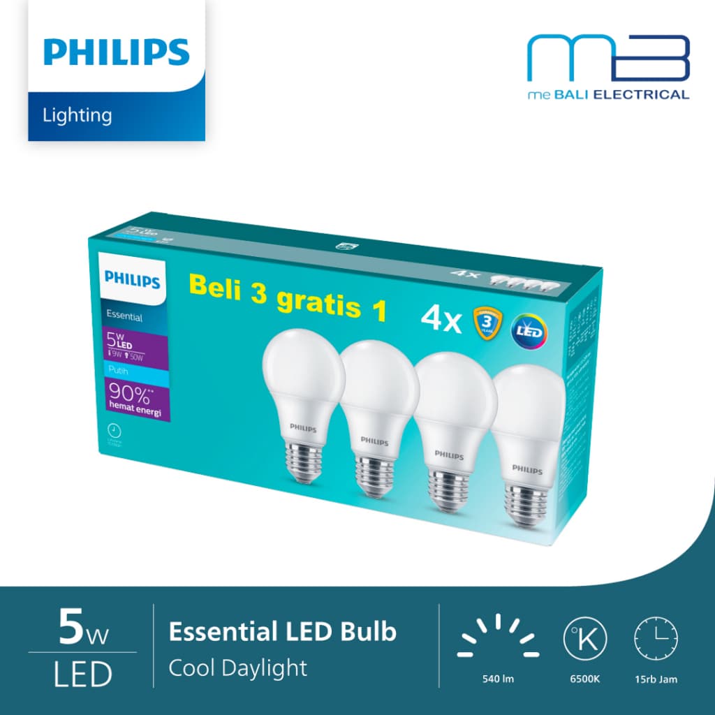 Lampu Philips 5Watt Multipack Bulb Essential Paket 4Pcs