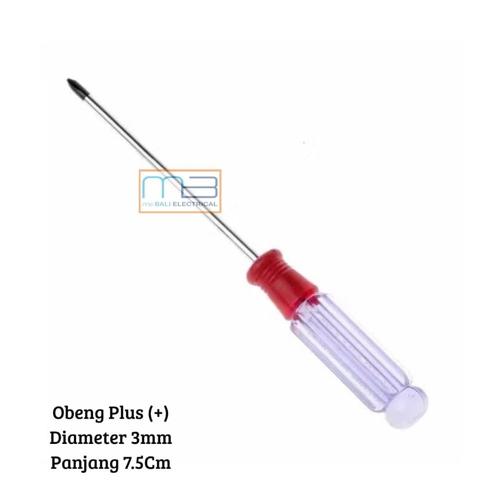 Obeng Plus (+) 3mm x 7.5Cm Kualitas Bagus