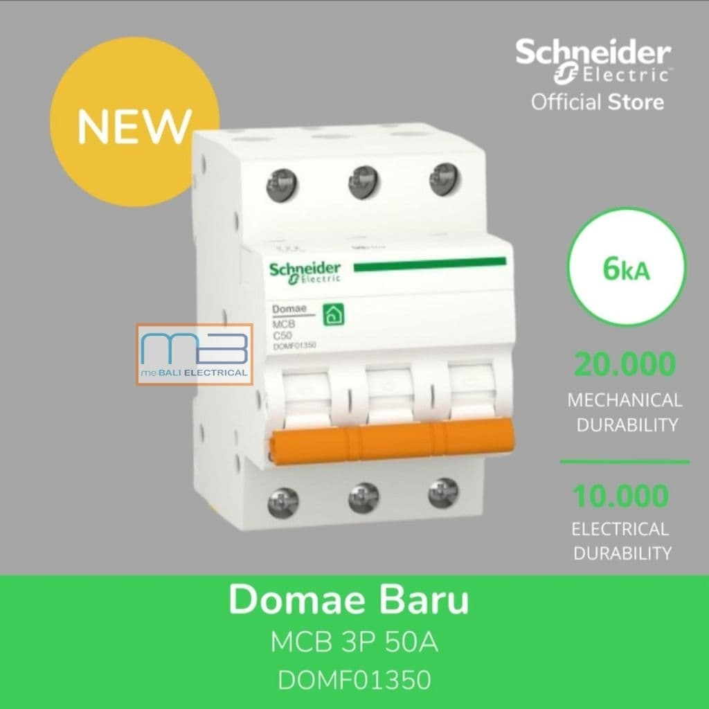 Schneider Electric New Domae Mcb 3p 50A C 50A 6000A - DOMF01350