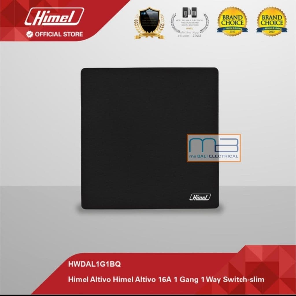 Himel Altivo 16A 1 Gang 1 Arah Saklar-Slim Black