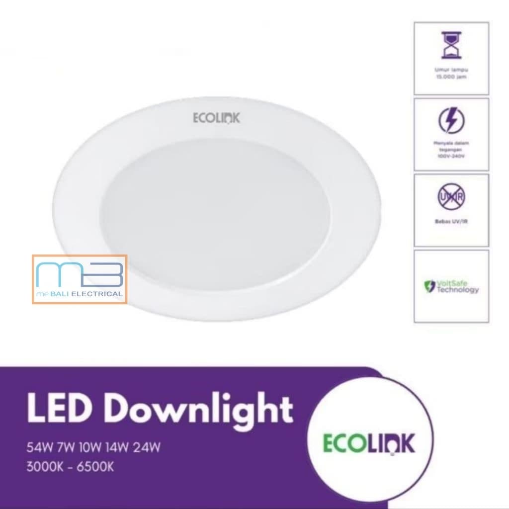 Ecolink Lampu Downlight EDL190 Led 3.5W, 7W, 10W, 14W, 24W 3000K Warm White