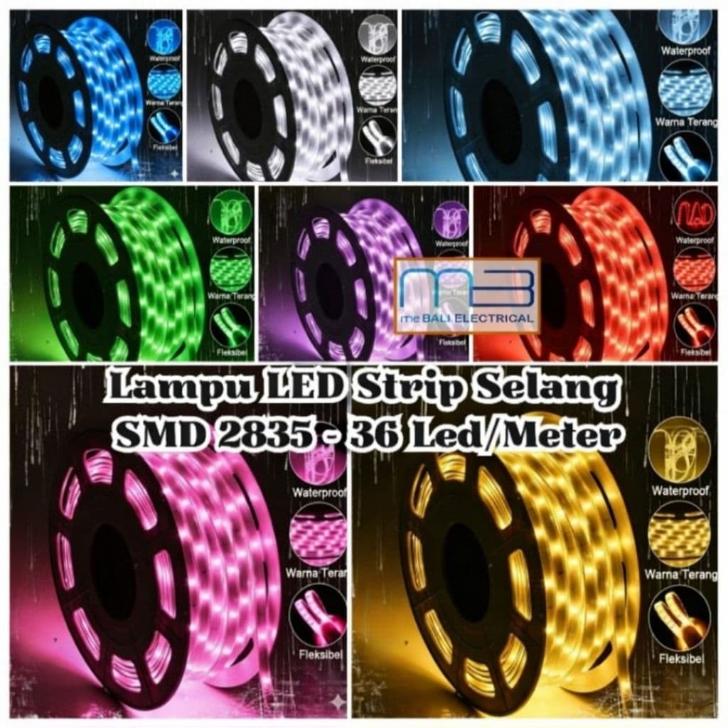 Lampu LED Strip Selang 220V 2835 36Led Harga Per 1Meter Tanpa Soket