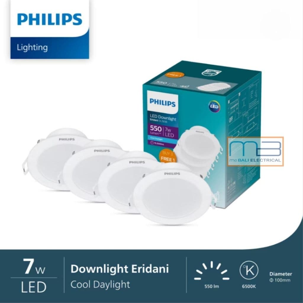 Lampu Philips Downlight Multipack Eridani Led6 D100 7W 3000K (Warm White) & 6500K (Cool Daylight)