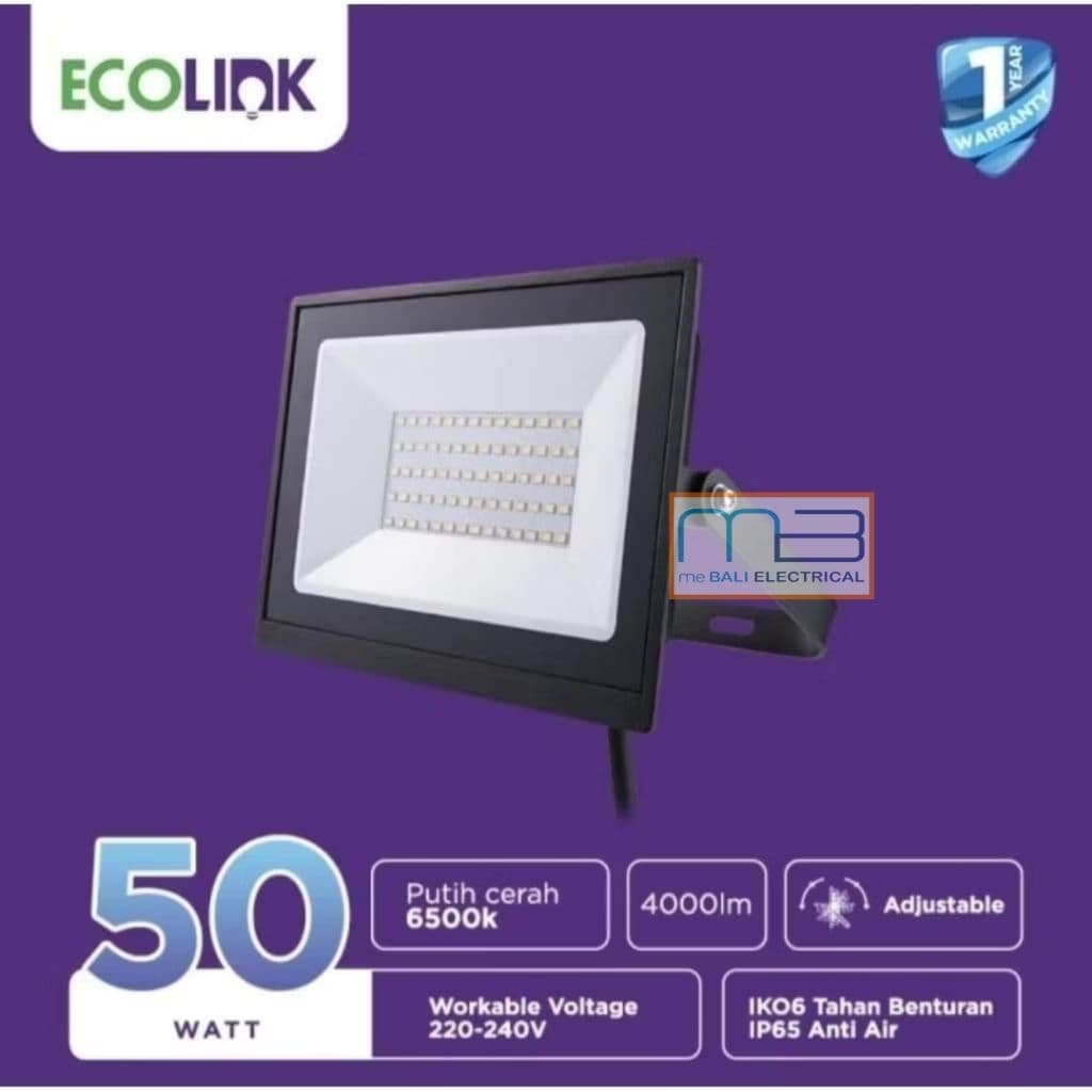 Ecolink Led Lampu Flood Light Sorot Tembak FL007 50W 6500K Cool Daylight Putih