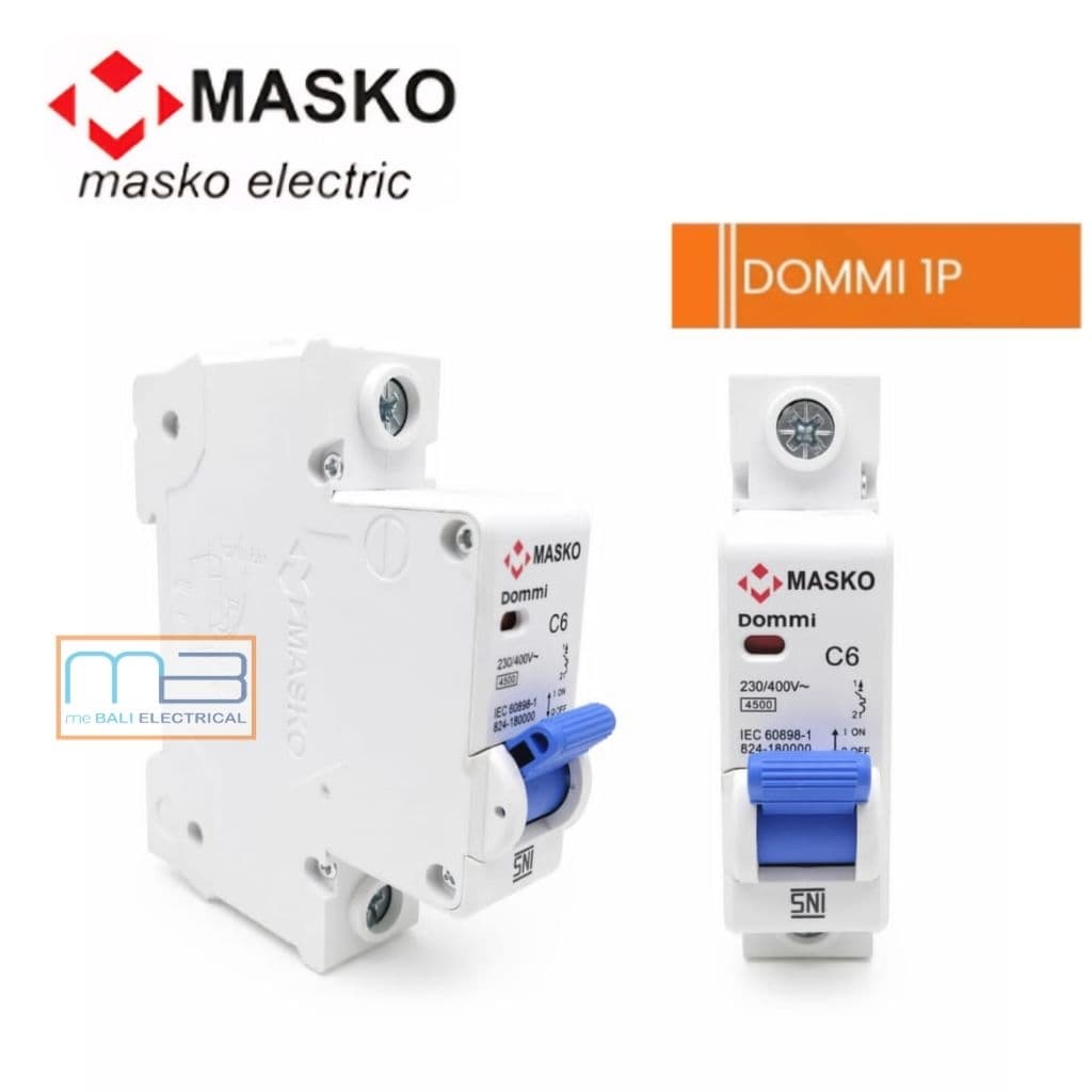 MCB Masko Dommi 1P 6A 1 Pole Phase Ampere SNI