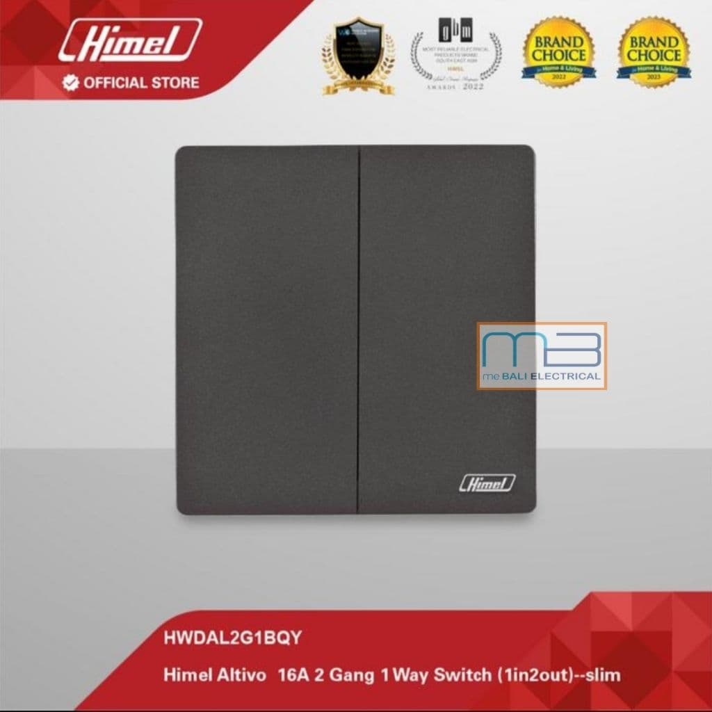 Himel Altivo 16A 2 Gang 1 Arah Saklar Seri Switch-Slim Dark Grey