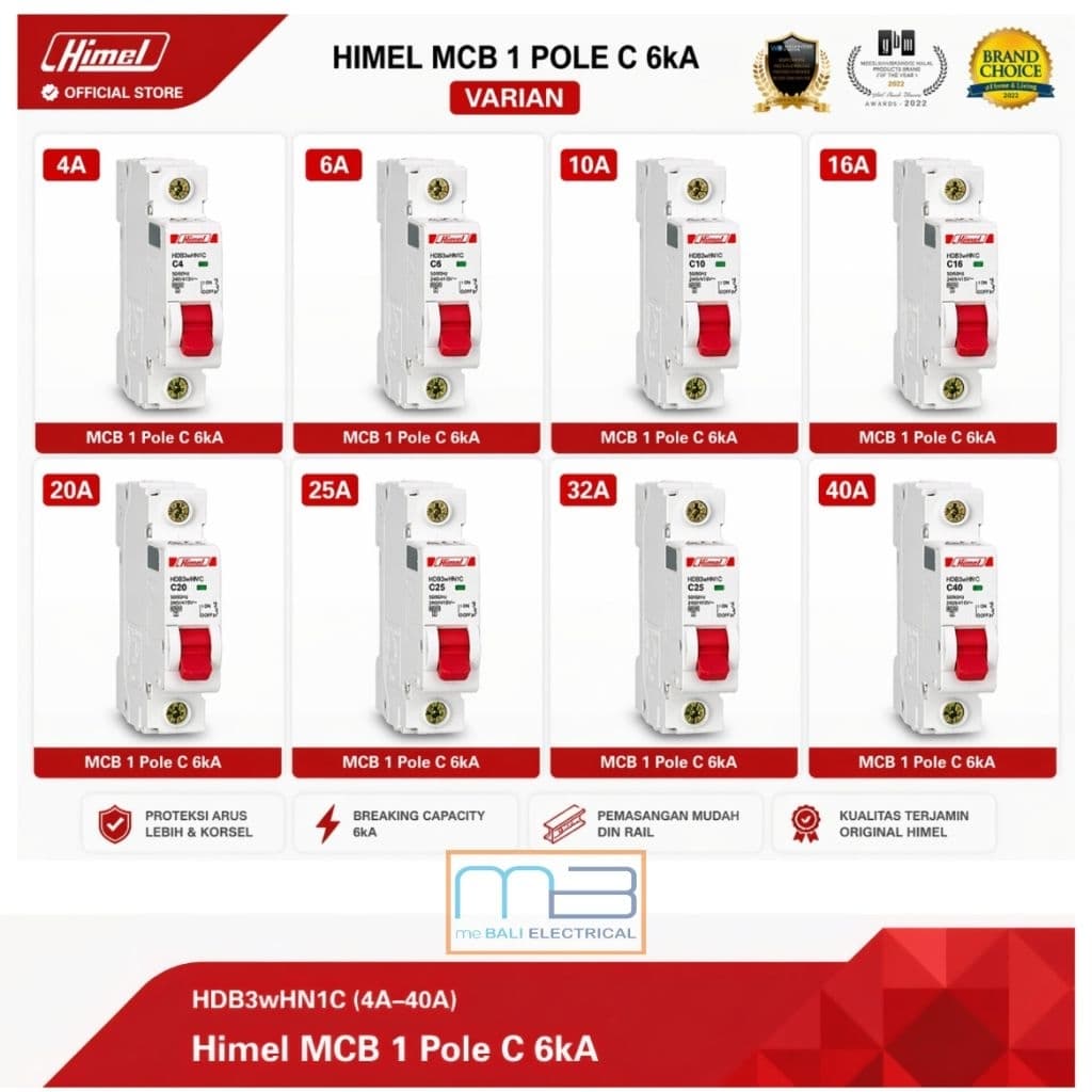 Himel MCB 1 Pole C Curve 6kA (4A–40A) SNI